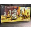 Image 1 : 1 Magnetic & Folding Travel Chess Board Set - Gold/Silver Chess Pieces - New