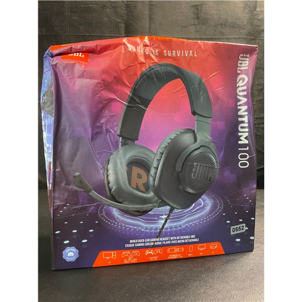 1 JBL Quantum 100 Wired Over-Ear Gaming Headset with Detachable Mic - Sealed (*Damaged Box*)