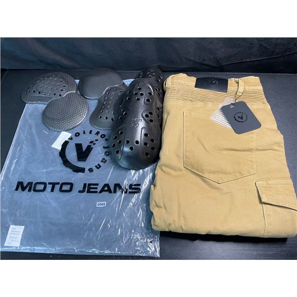 1 Pair of Men's Motorcycle Riding Pants - Khaki - Size 2XL/36 - New w/ Tags