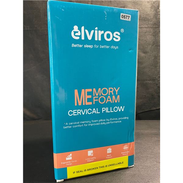 1 Elviros Memory Foam Cervical Ergonomic Neck Pillow - New Sealed!