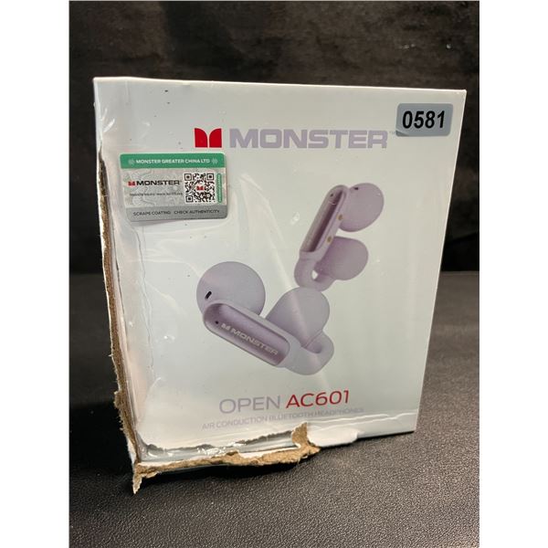 Monster Open AC601 Air Conduction Bluetooth Headphones - Purple - New (*Damaged Box - See Photos)