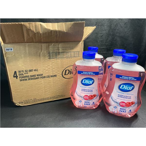 Box of 4 Dial Foaming Antibacterial Hand Wash Soaps - Power Berries Scent - 887ml Each - New