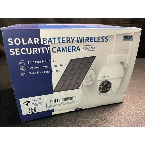 1 Rebluum Solar Powered Battery Wireless Outdoor Security Camera - 2K PTZ Security Camera - NEW