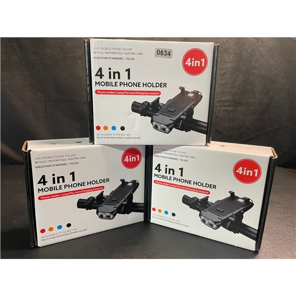 3 4-in-1 Mobile Phone Holders for Bicycles/Motor Bikes - New