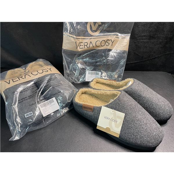 2 Pairs of VeraCosy Mens Fuzzy Sherpa Slippers - Size 7-8 - New with Tags