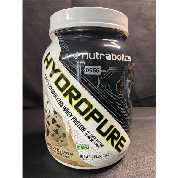 1 Tub of Nutrabolics Hydropure Whey Protein Powder - Cookies 'N Ice Cream - 756G - New Sealed