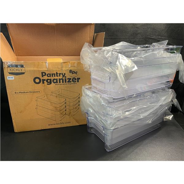 Kitchly 8PC Clear Plastic Stackable Pantry Organizers/Fridge Organizers - Brand New!