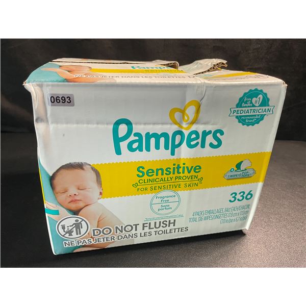 1 Box of Pampers Sensitive Skin Baby Wipes - 336 Count (4 Packs x 84ct each Included) - New