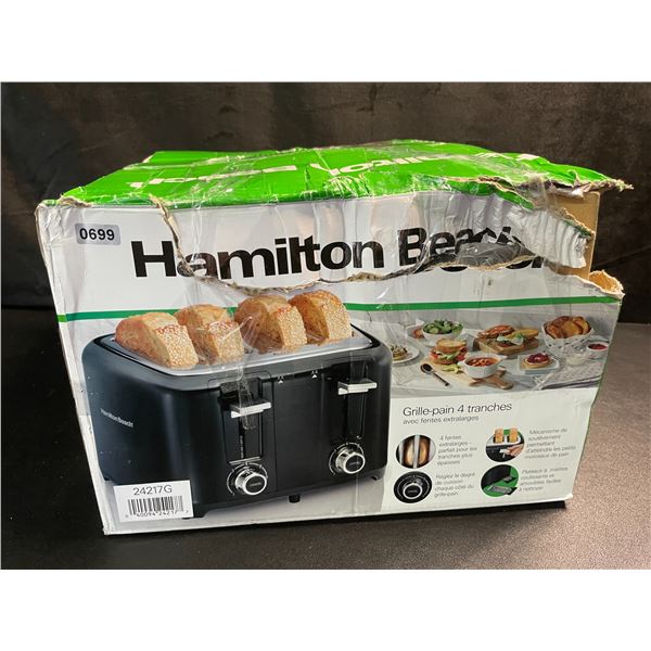 1 Hamilton Beach 4-Slice Toaster with Extra-Wide Slots - New (*Damaged Box - See Photos)