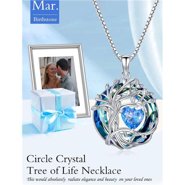 1 Tree of Life Necklace for Women - 925 Sterling Silver w/ Crystal Birthstone Pendant - Brand New!