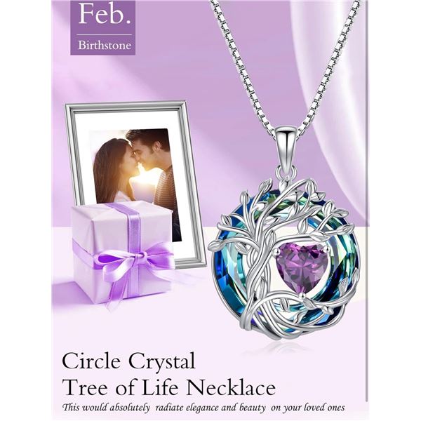 1 Tree of Life Necklace for Women - 925 Sterling Silver w/ Crystal Birthstone Pendant - Brand New!
