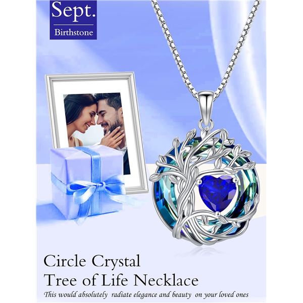 1 Tree of Life Necklace for Women - 925 Sterling Silver w/ Crystal Birthstone Pendant - Brand New!