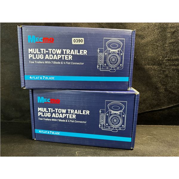 2 Mecmo Multi-Tow Trailer Plug Adapters 4 Flat and 7 Blade Connector - New