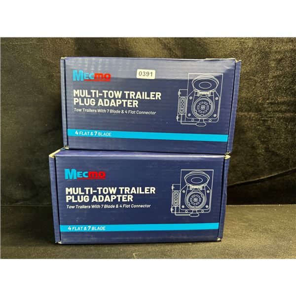 2 Mecmo Multi-Tow Trailer Plug Adapters 4 Flat and 7 Blade Connector - New