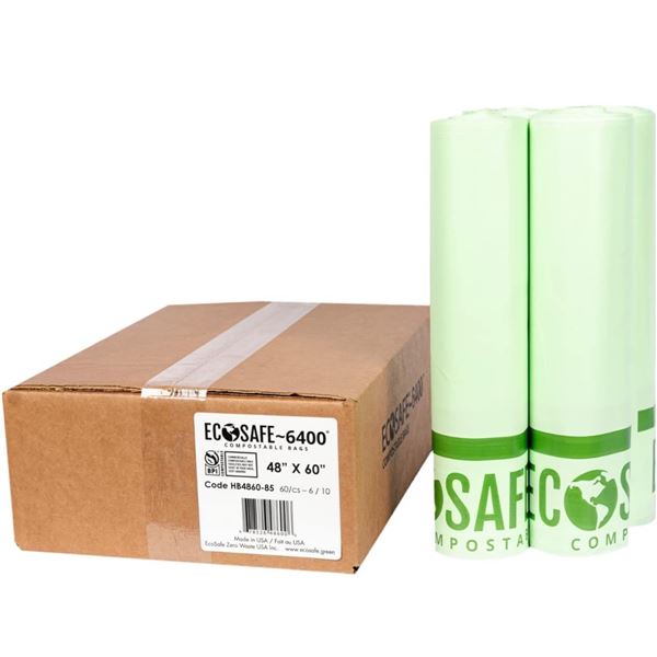 1 Box of EcoSafe 6400 48"x60" Compostable Bags - New