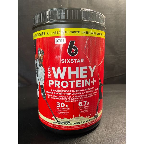 1 Tub of SixStar Whey Protein+ Powder - Vanilla Cream - 1.80kg - EXP: NOV 11/2027