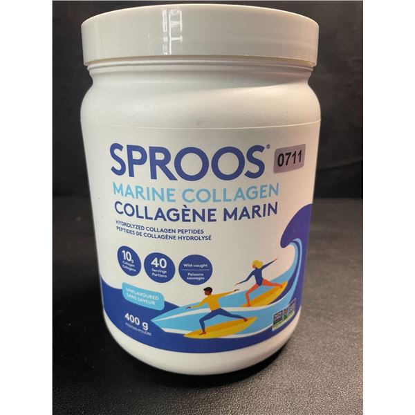 1 Tub of Sproos Marine Collagen Powder - Hydrolyzed Collagen Peptides - 400G - BB: 04/2027
