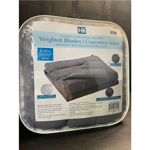 1 Calming Weighted Blanket - 5LBS - (36" x 48" Size) - Grey/Ultra Soft - Brand New