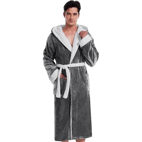 1 Rosyline Mens Plush Robe - Dark Grey/White - Size XL - New Sealed