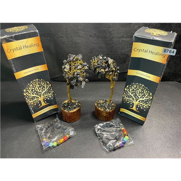 2 Crystal Healing Gemstone Trees - Black Tourmaline - New