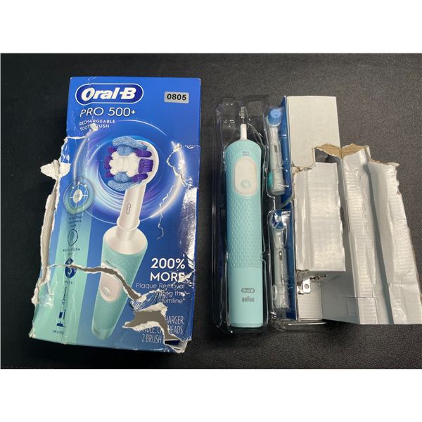 1 Oral-B Pro 500+ Rechargeable Toothbrush - New (*Damaged Box - See Photos)