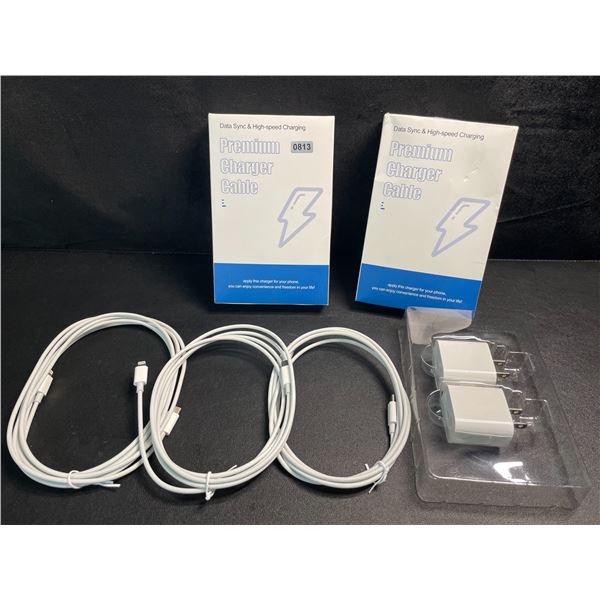 2 Boxes of iPhone Fast-Charging Cables (Type-C to Lightning); 3 Cords & 2 Wall Blocks Per Box! New