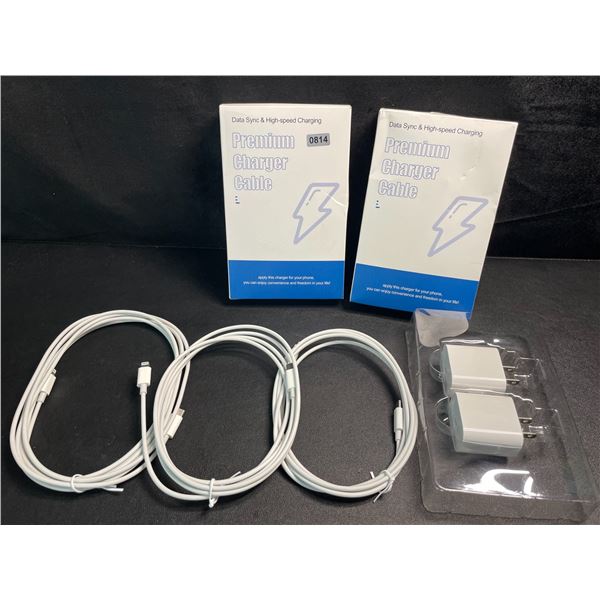 2 Boxes of iPhone Fast-Charging Cables (Type-C to Lightning); 3 Cords & 2 Wall Blocks Per Box! New