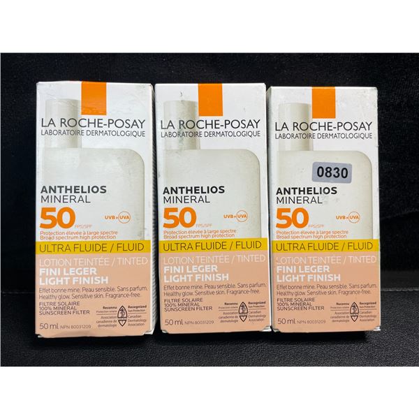 3 La Roche-Posay Anthelios Mineral 50 SPF Light Finish Tinted Face Sunscreen - 50ml Each