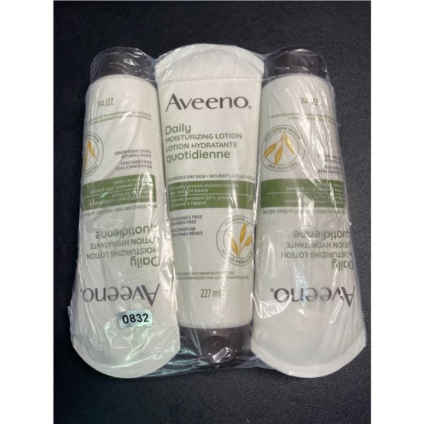 3 Aveeno Daily Moisturizing Lotions - 227ml Each - Fragrance-Free - New Sealed