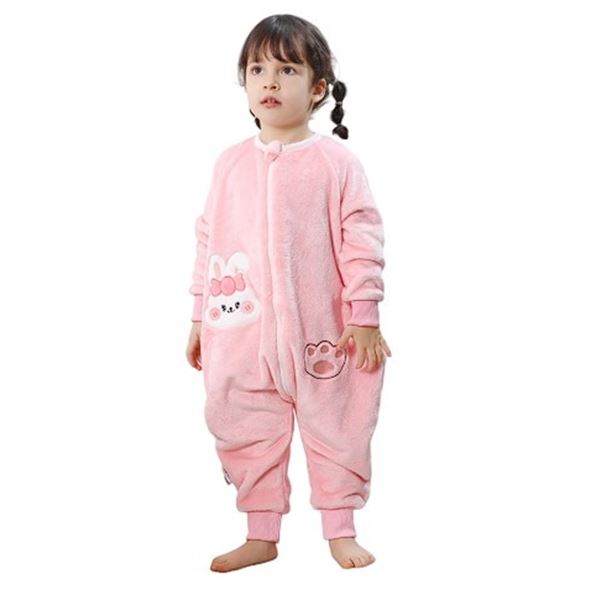 1 Fuzzy Warm Girls Toddler Wearable Sleeping Sack with Legs - Pink Bunny (Size 4T-5T) - New