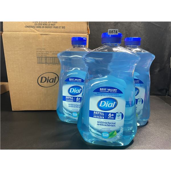 Box of 3 Large Bottles of Dial Antibacterial Hand Soap - Spring Water Scent - 1.53L Each - New
