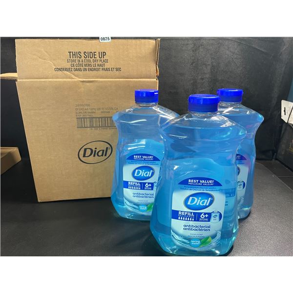 Box of 3 Large Bottles of Dial Antibacterial Hand Soap - Spring Water Scent - 1.53L Each - New