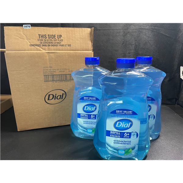 Box of 3 Large Bottles of Dial Antibacterial Hand Soap - Spring Water Scent - 1.53L Each - New