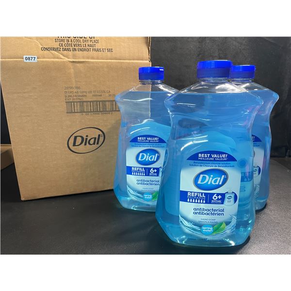 Box of 3 Large Bottles of Dial Antibacterial Hand Soap - Spring Water Scent - 1.53L Each - New
