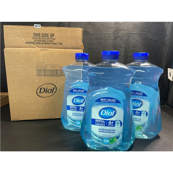 Box of 3 Large Bottles of Dial Antibacterial Hand Soap - Spring Water Scent - 1.53L Each - New