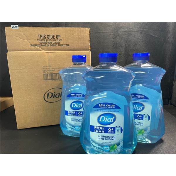 Box of 3 Large Bottles of Dial Antibacterial Hand Soap - Spring Water Scent - 1.53L Each - New