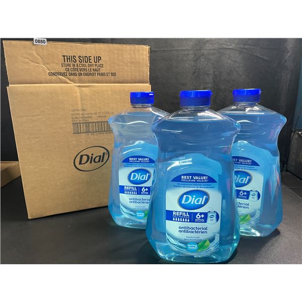Box of 3 Large Bottles of Dial Antibacterial Hand Soap - Spring Water Scent - 1.53L Each - New