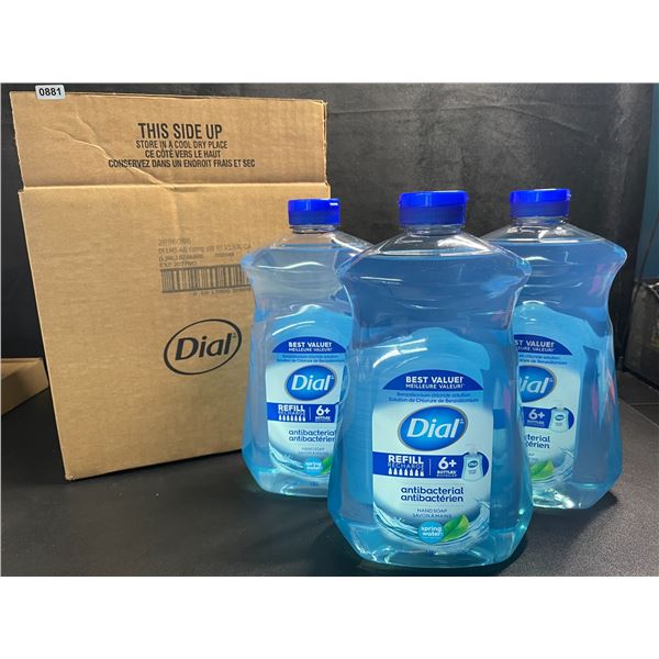 Box of 3 Large Bottles of Dial Antibacterial Hand Soap - Spring Water Scent - 1.53L Each - New
