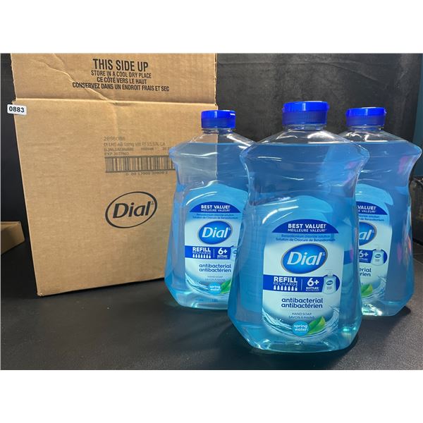 Box of 3 Large Bottles of Dial Antibacterial Hand Soap - Spring Water Scent - 1.53L Each - New