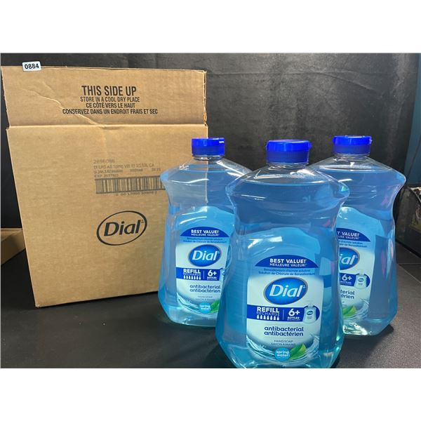 Box of 3 Large Bottles of Dial Antibacterial Hand Soap - Spring Water Scent - 1.53L Each - New