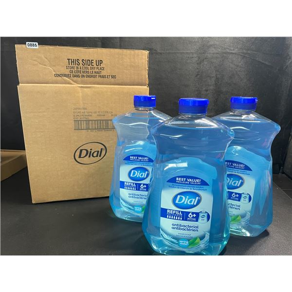 Box of 3 Large Bottles of Dial Antibacterial Hand Soap - Spring Water Scent - 1.53L Each - New