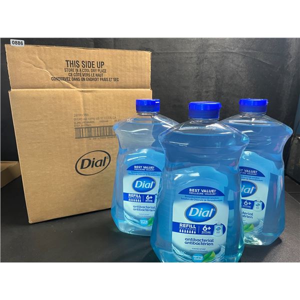 Box of 3 Large Bottles of Dial Antibacterial Hand Soap - Spring Water Scent - 1.53L Each - New