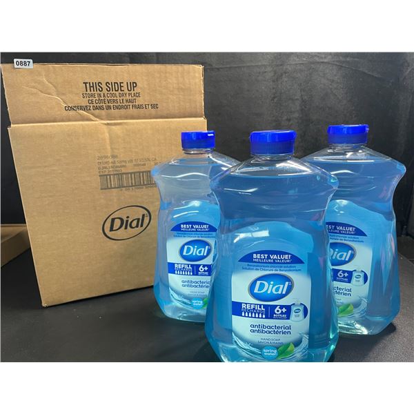 Box of 3 Large Bottles of Dial Antibacterial Hand Soap - Spring Water Scent - 1.53L Each - New