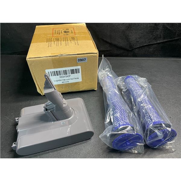 1 Replacement V7 21.6V 4600mah Battery for Dyson with 2 Pack V7 Filters - New