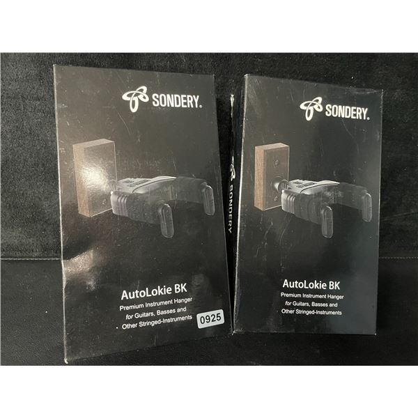 2 Sondery AutoLokie BK Premium Instrument Hangers for Guitar & Other String Instruments - New