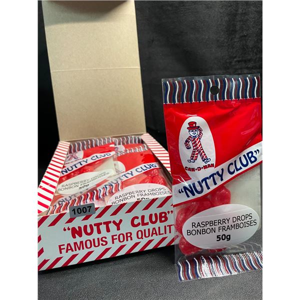 1 Box of "Nutty Club" Raspberry Drops/Candies - 12 Packs x 50g each - New Sealed