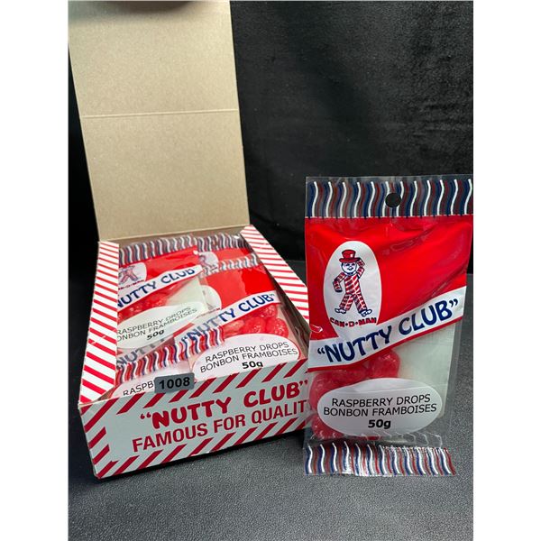 1 Box of "Nutty Club" Raspberry Drops/Candies - 12 Packs x 50g each - New Sealed