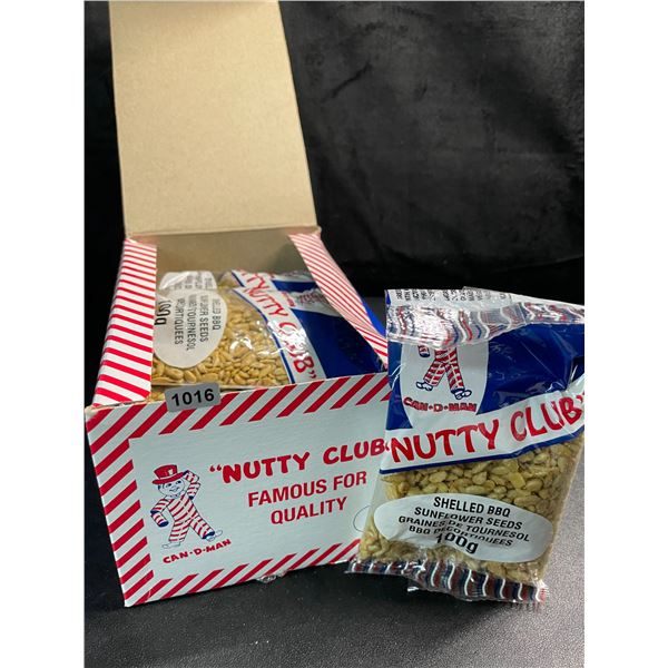 1 Box of "Nutty Club" Shelled BBQ Sunflower Seeds - 12 Packs x 100g each - New Sealed