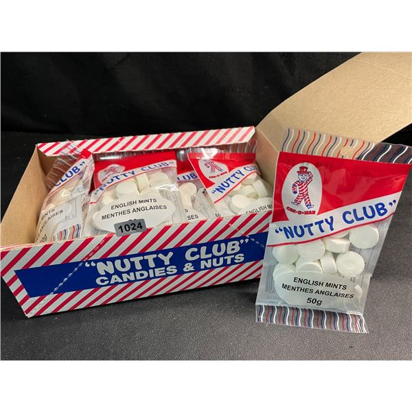 1 Box of "Nutty Club" English Mints - 12 Packs x 50g each - New Sealed