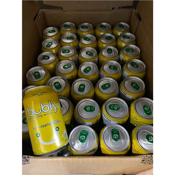 68 Single Cans of Pineapple Bubly Sparkling Water Beverages - 355ml Each